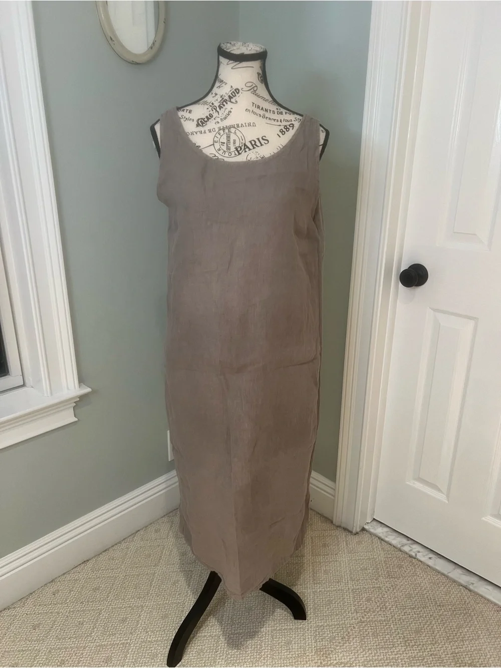Valentina Naldi Gray sleeveless linen tank Dress | Size M | Like New - Picture 1 of 14